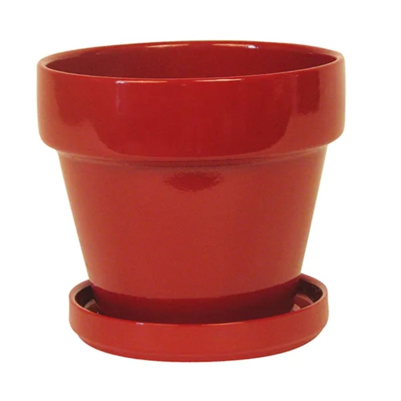 Farm House Ceramic Pot and Saucer plus Felt Feet - Paprika Glaze - 4.5" x 4.3"